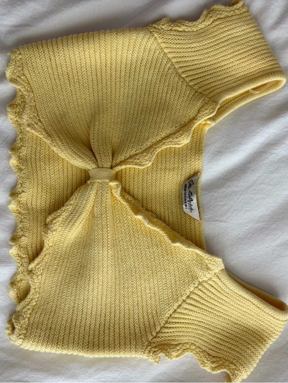 Yellow Knit Crop Top with Front Knot